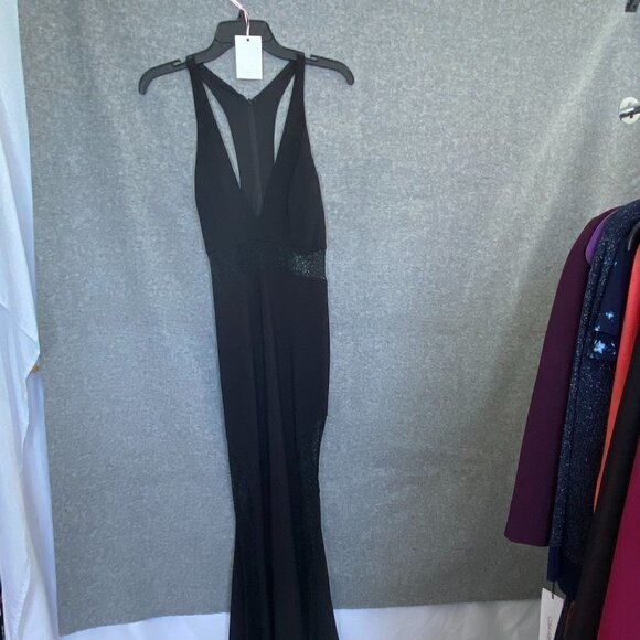 31.  Aqua Black Long Mermaid Shape Gown with Lace Design Size 6 - Picture 1 of 7